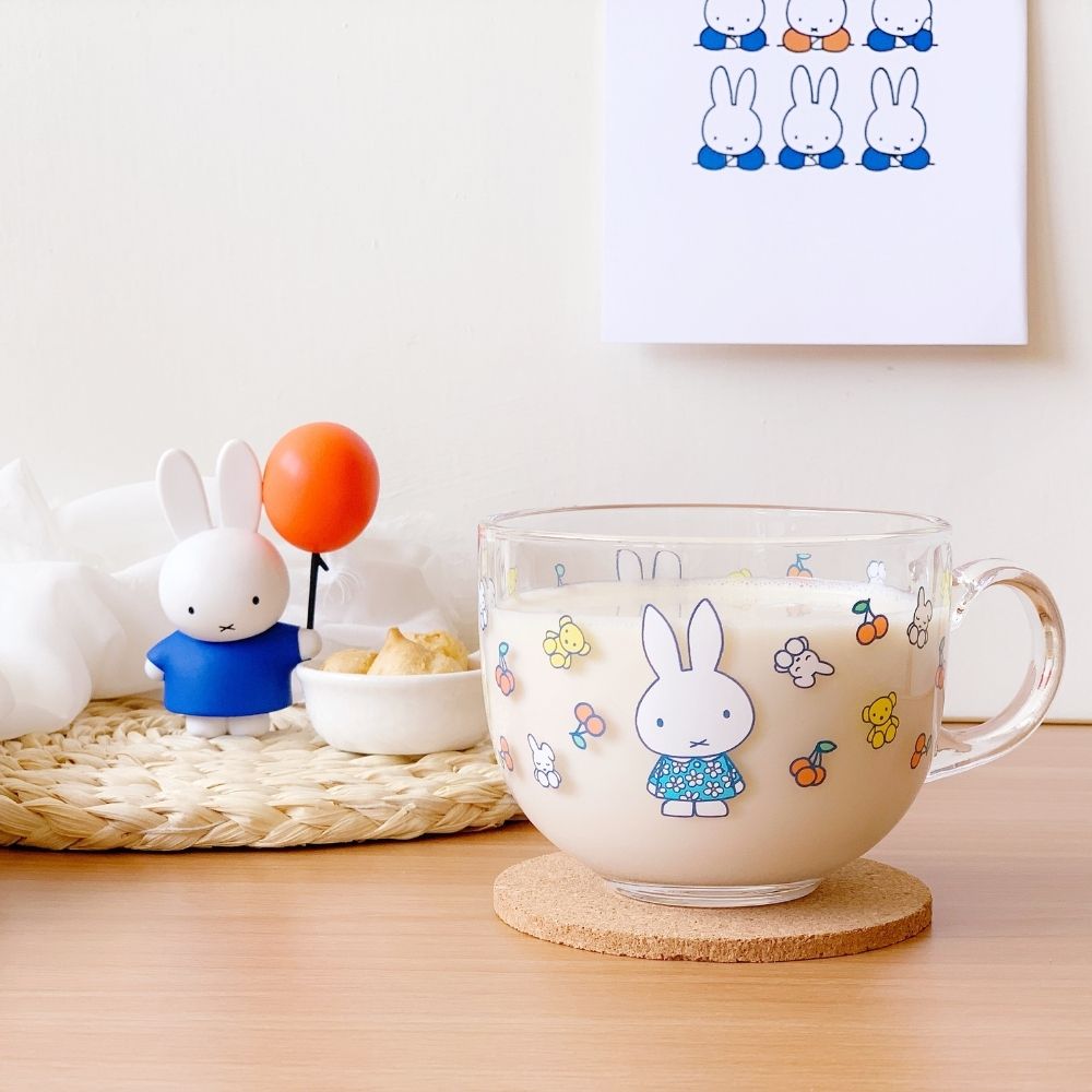 Miffy 米飛兔寬口玻璃杯咖啡杯 夏日小碎花 Miffy